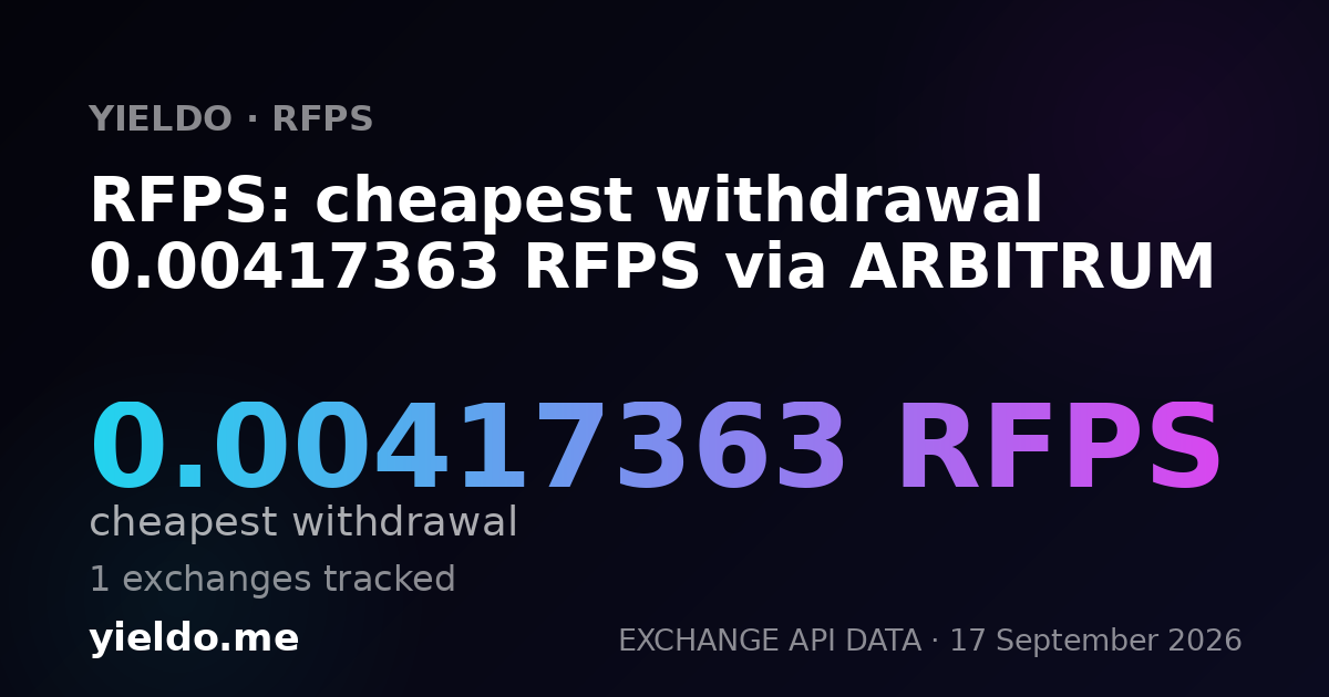 RFPS: cheapest withdrawal 0.00417363 RFPS via ARBITRUM