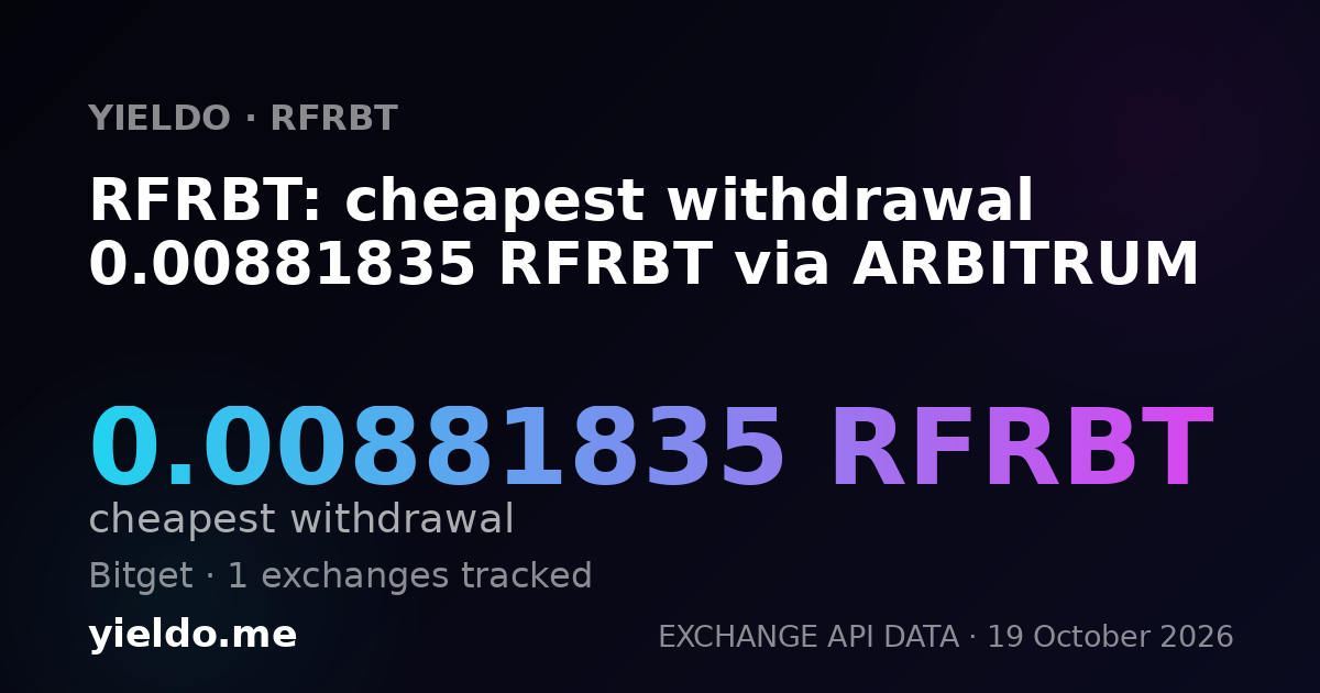 RFRBT: cheapest withdrawal 0.00881835 RFRBT via ARBITRUM