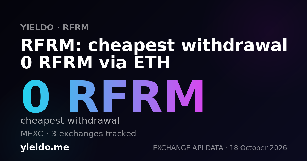 RFRM: cheapest withdrawal 0 RFRM via ETH