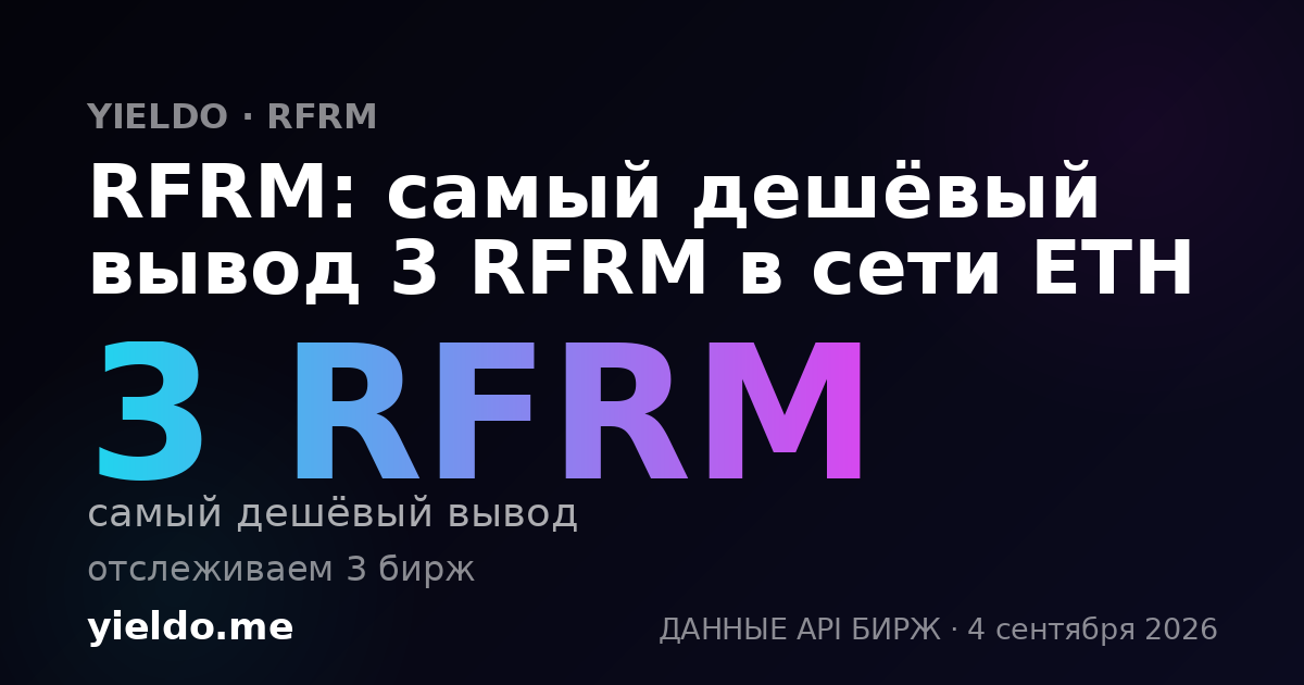 RFRM: самый дешёвый вывод 3 RFRM в сети ETH