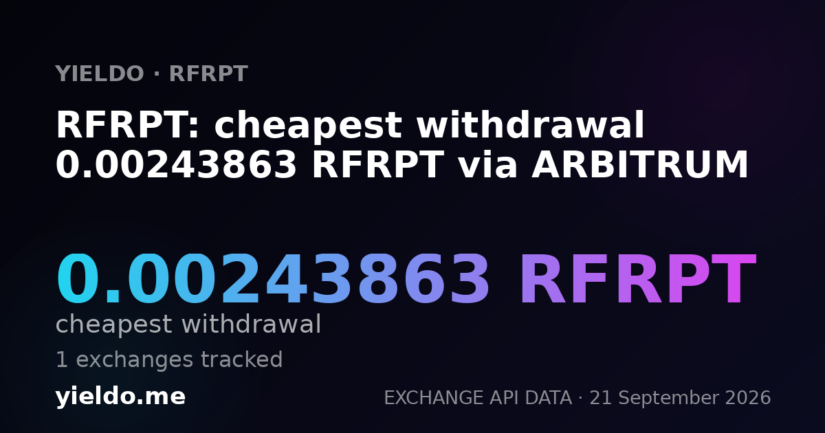 RFRPT: cheapest withdrawal 0.00243863 RFRPT via ARBITRUM