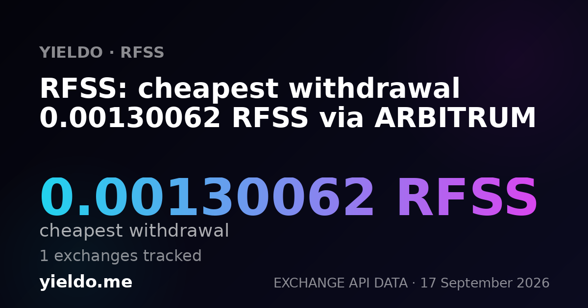 RFSS: cheapest withdrawal 0.00130062 RFSS via ARBITRUM