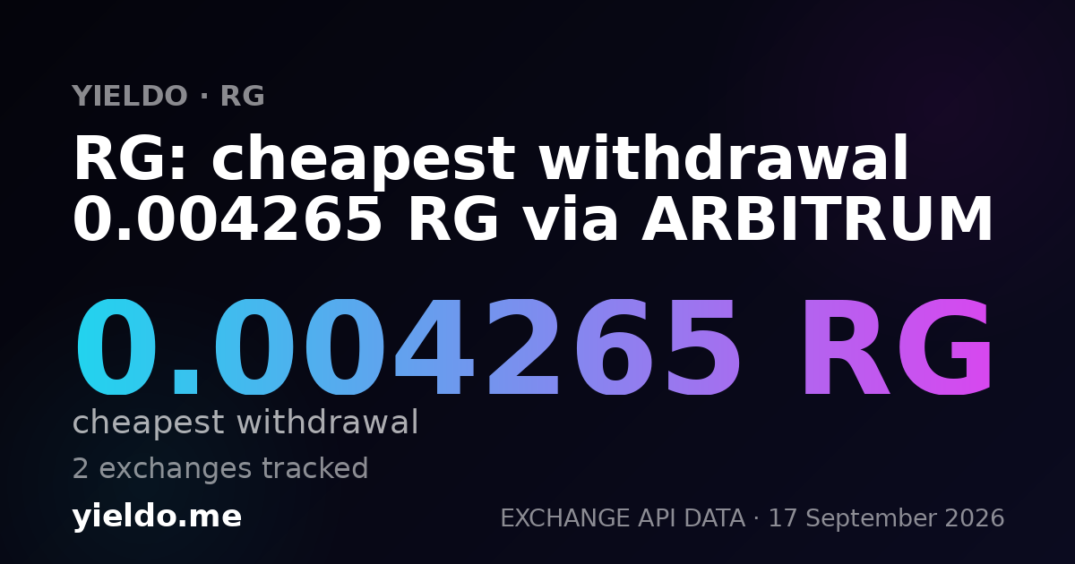 RG: cheapest withdrawal 0.004265 RG via ARBITRUM