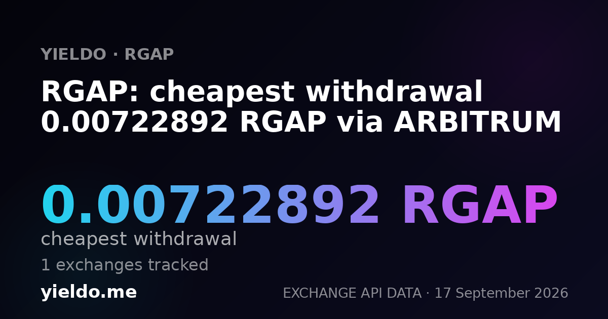 RGAP: cheapest withdrawal 0.00722892 RGAP via ARBITRUM