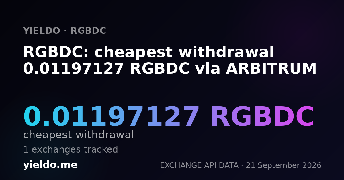 RGBDC: cheapest withdrawal 0.01197127 RGBDC via ARBITRUM