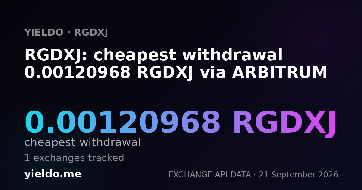 RGDXJ: cheapest withdrawal 0.00120968 RGDXJ via ARBITRUM