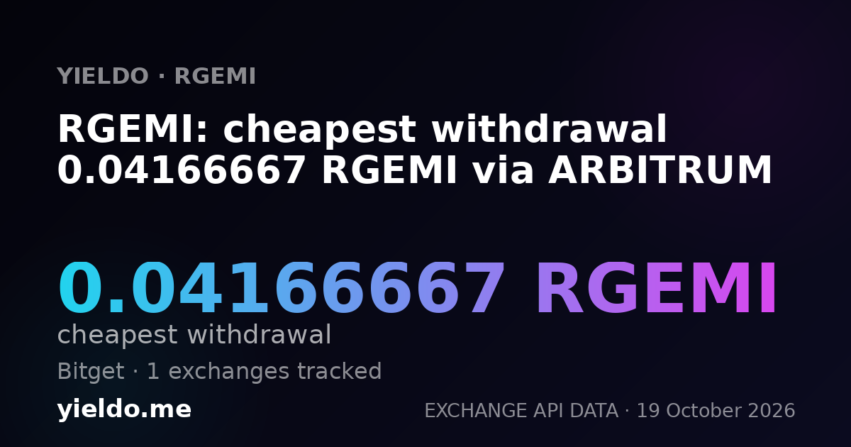 RGEMI: cheapest withdrawal 0.04166667 RGEMI via ARBITRUM