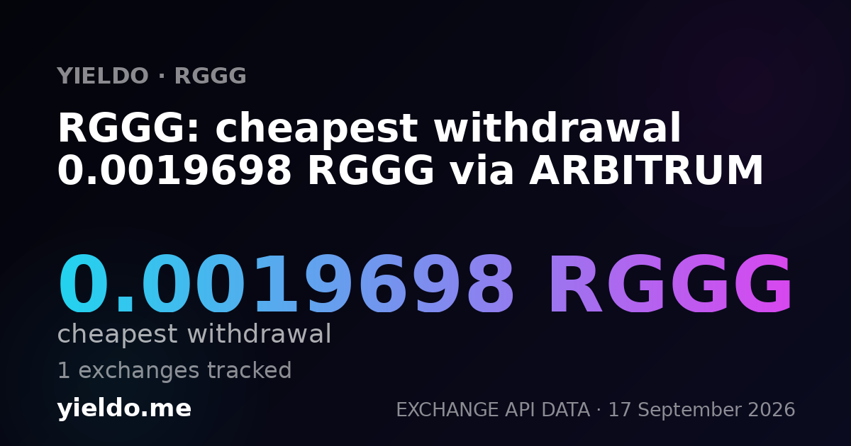 RGGG: cheapest withdrawal 0.00194755 RGGG via ARBITRUM
