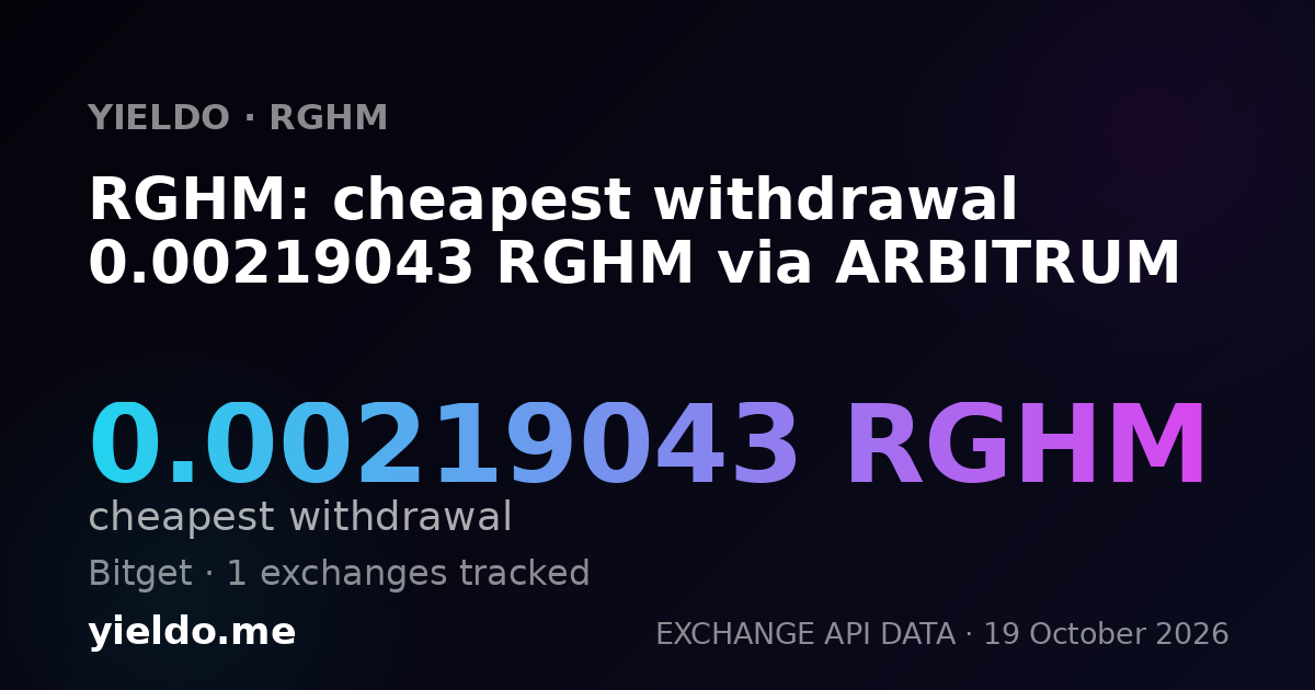 RGHM: cheapest withdrawal 0.00219043 RGHM via ARBITRUM