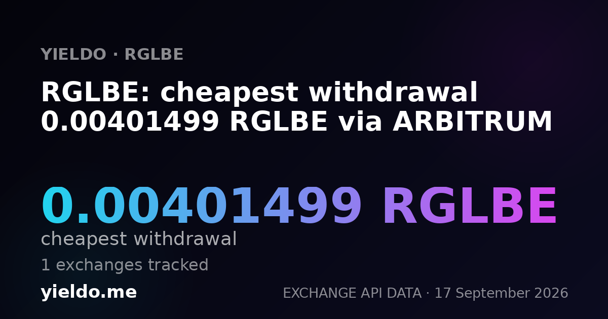 RGLBE: cheapest withdrawal 0.00402685 RGLBE via ARBITRUM