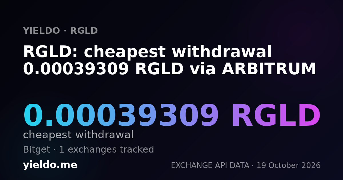 RGLD: cheapest withdrawal 0.00039309 RGLD via ARBITRUM