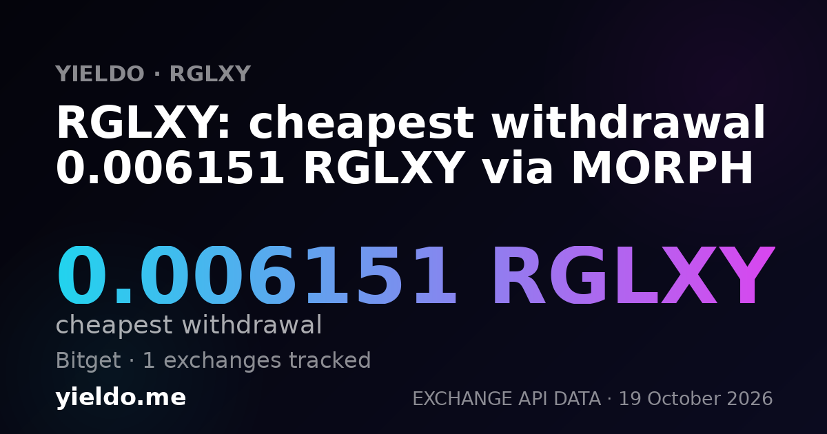 RGLXY: cheapest withdrawal 0.006151 RGLXY via MORPH
