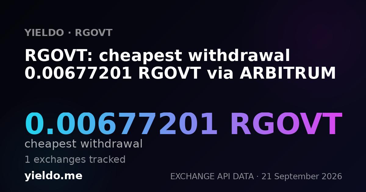 RGOVT: cheapest withdrawal 0.00677201 RGOVT via ARBITRUM