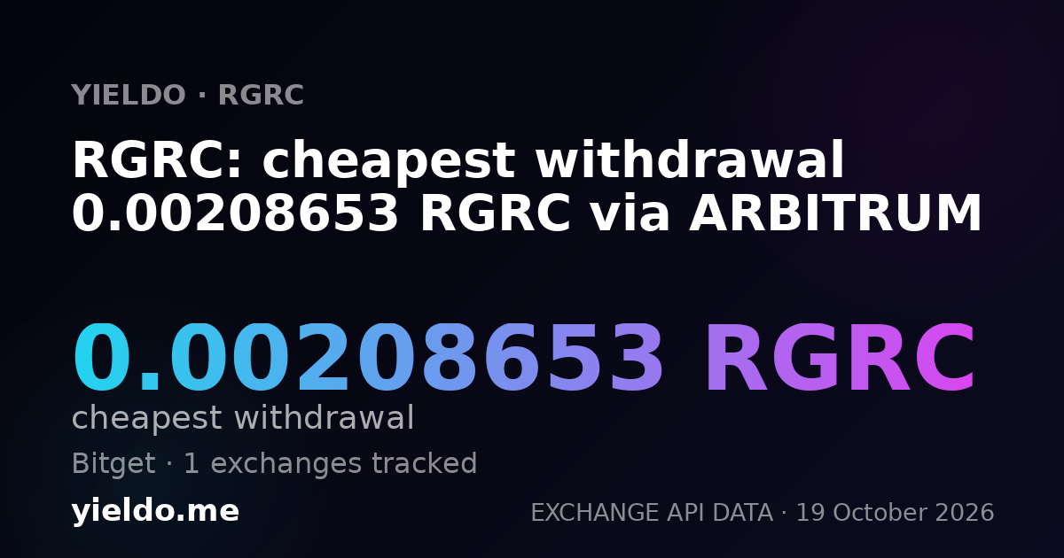 RGRC: cheapest withdrawal 0.00208653 RGRC via ARBITRUM