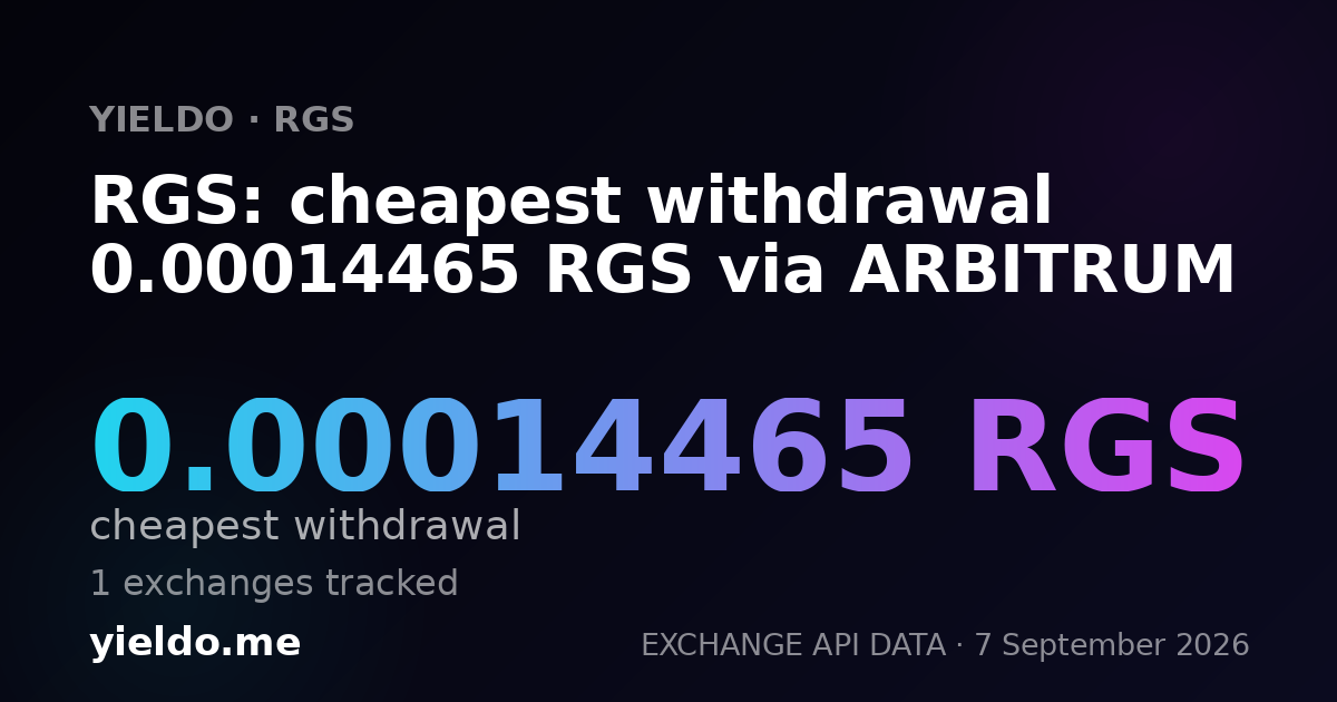 RGS: cheapest withdrawal 0.00014465 RGS via ARBITRUM