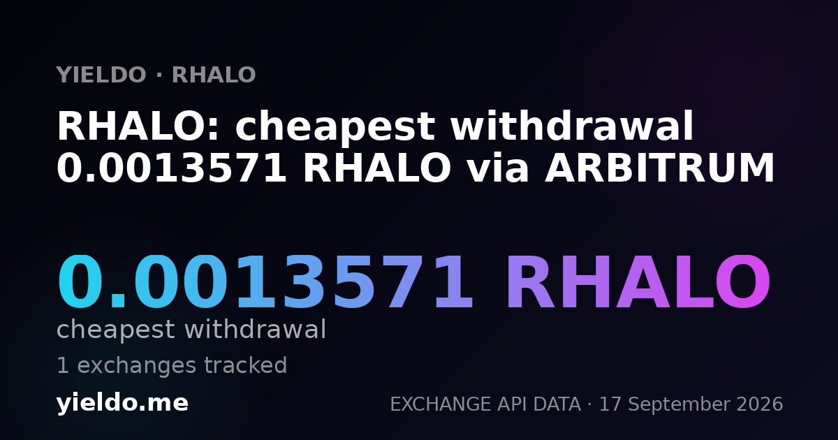 RHALO: cheapest withdrawal 0.00138326 RHALO via ARBITRUM