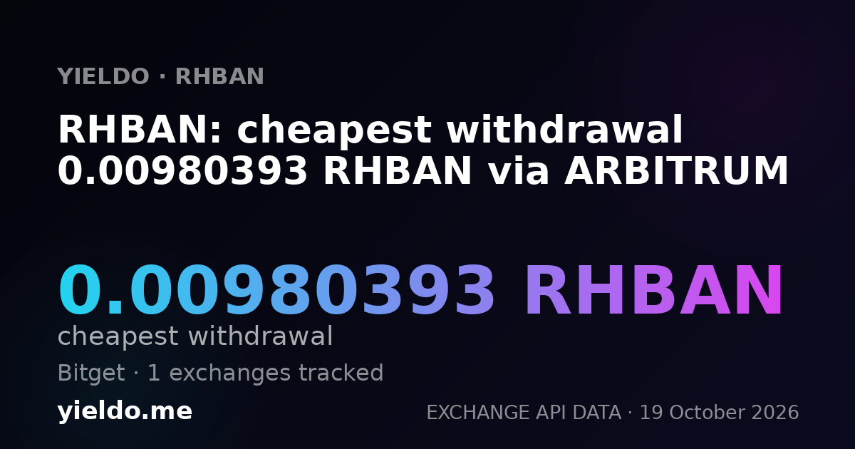 RHBAN: cheapest withdrawal 0.00980393 RHBAN via ARBITRUM