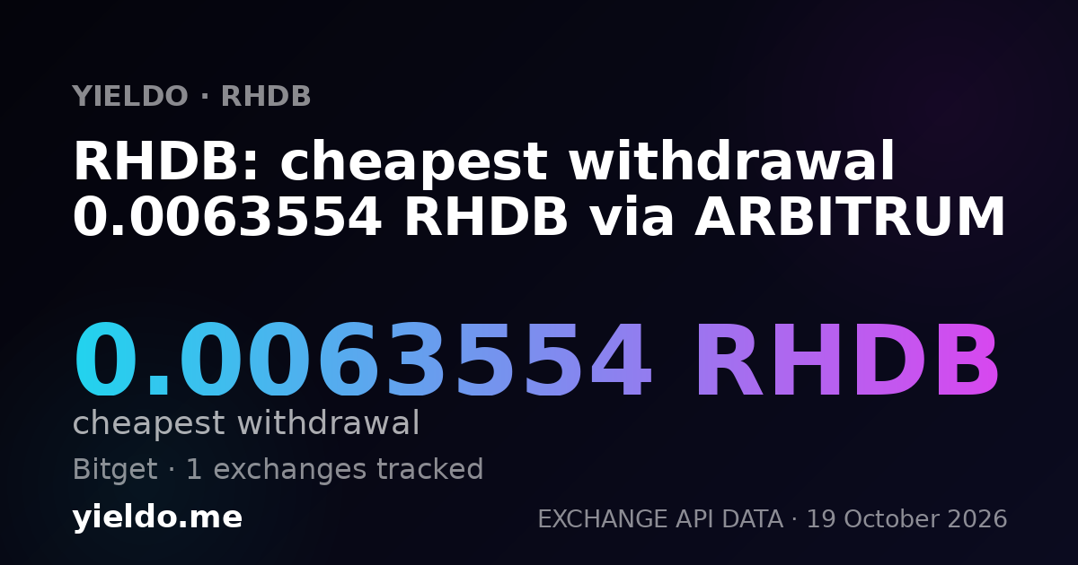 RHDB: cheapest withdrawal 0.0063554 RHDB via ARBITRUM