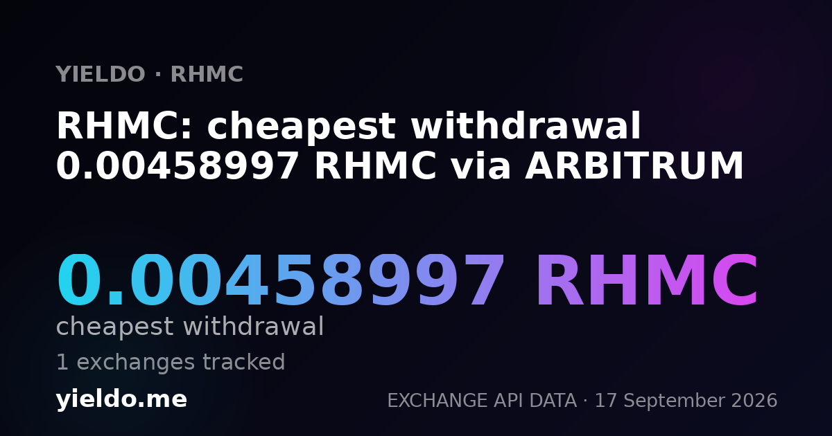 RHMC: cheapest withdrawal 0.00458997 RHMC via ARBITRUM