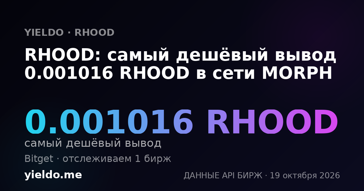 RHOOD: самый дешёвый вывод 0.001016 RHOOD в сети MORPH