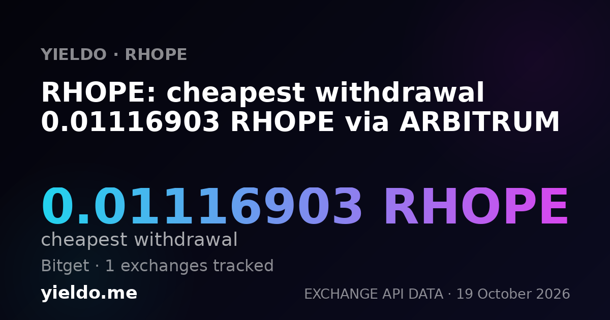 RHOPE: cheapest withdrawal 0.01116903 RHOPE via ARBITRUM