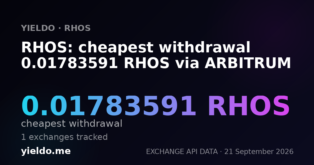 RHOS: cheapest withdrawal 0.01783591 RHOS via ARBITRUM