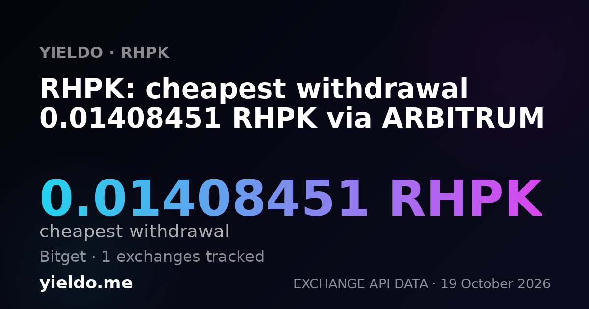 RHPK: cheapest withdrawal 0.01408451 RHPK via ARBITRUM