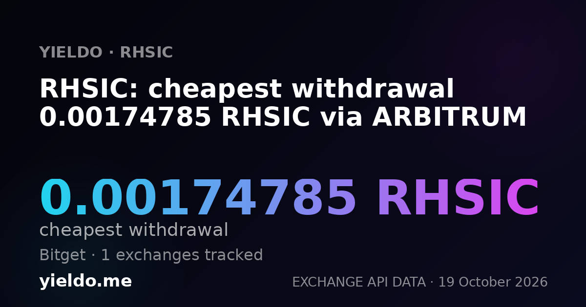 RHSIC: cheapest withdrawal 0.00174785 RHSIC via ARBITRUM