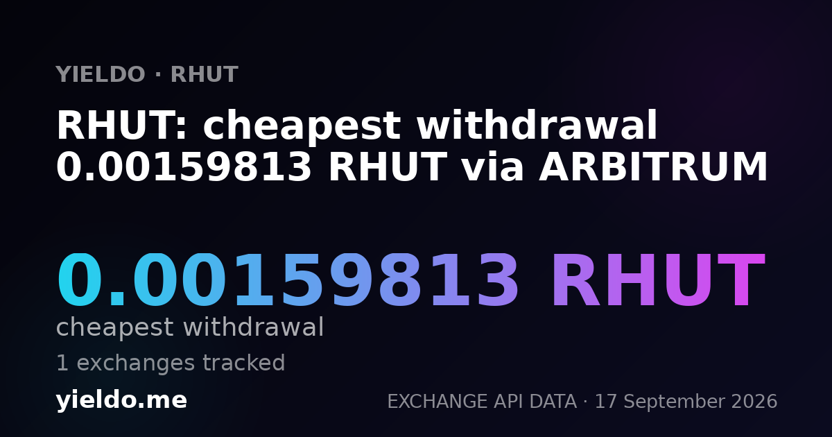 RHUT: cheapest withdrawal 0.00159813 RHUT via ARBITRUM