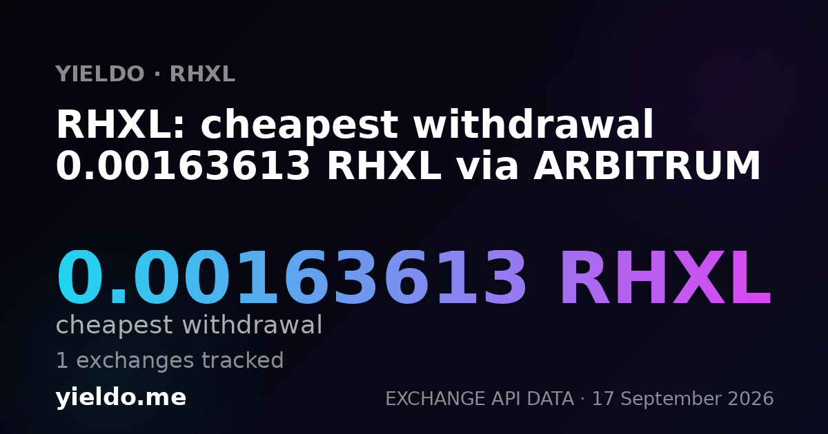 RHXL: cheapest withdrawal 0.00163613 RHXL via ARBITRUM