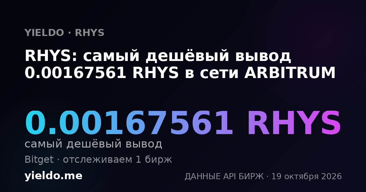RHYS: самый дешёвый вывод 0.00167561 RHYS в сети ARBITRUM