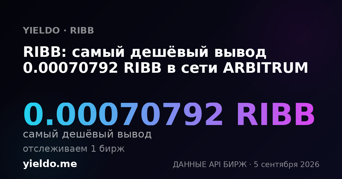RIBB: самый дешёвый вывод 0.00070792 RIBB в сети ARBITRUM