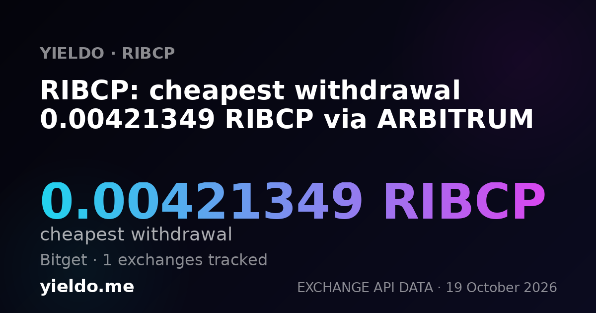 RIBCP: cheapest withdrawal 0.00421349 RIBCP via ARBITRUM