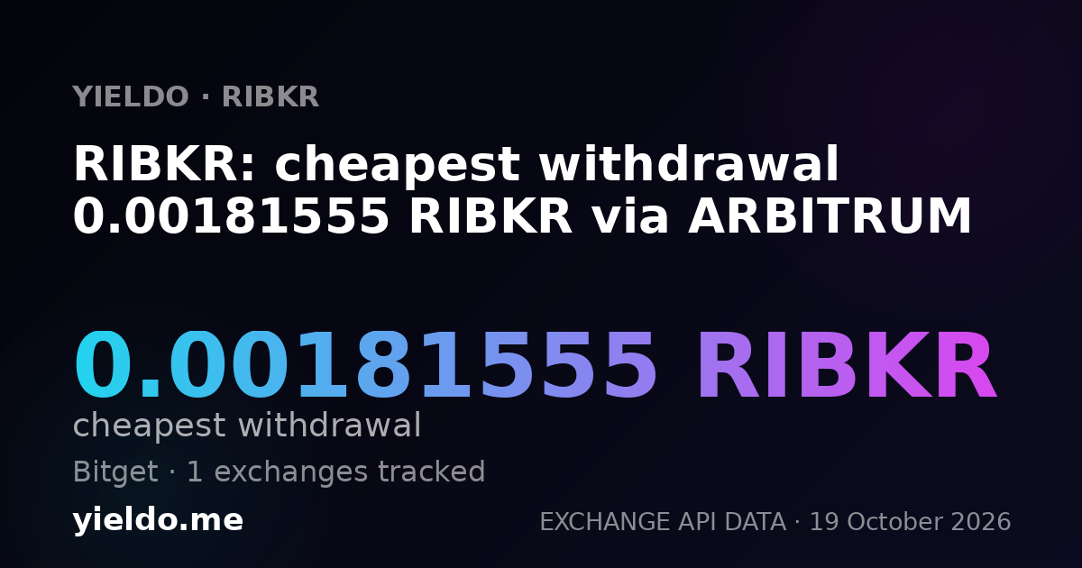 RIBKR: cheapest withdrawal 0.00181555 RIBKR via ARBITRUM