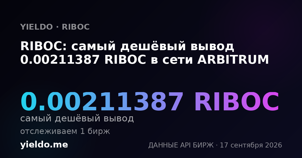 RIBOC: самый дешёвый вывод 0.00211477 RIBOC в сети ARBITRUM