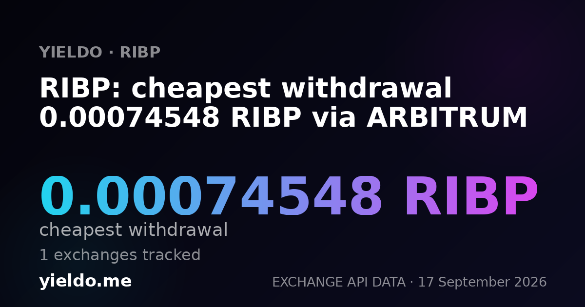 RIBP: cheapest withdrawal 0.00074926 RIBP via ARBITRUM