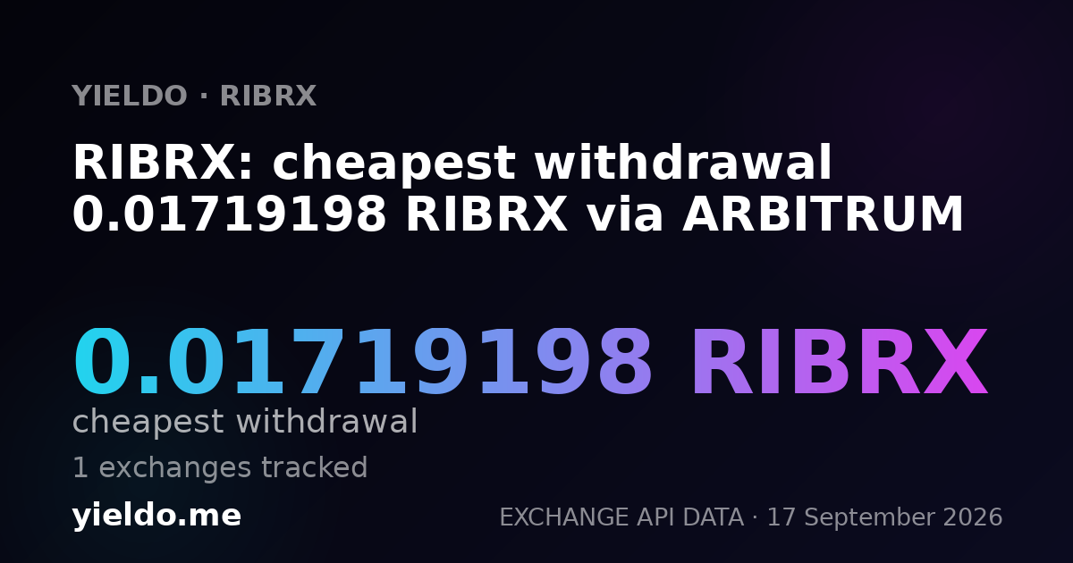 RIBRX: cheapest withdrawal 0.01870325 RIBRX via ARBITRUM