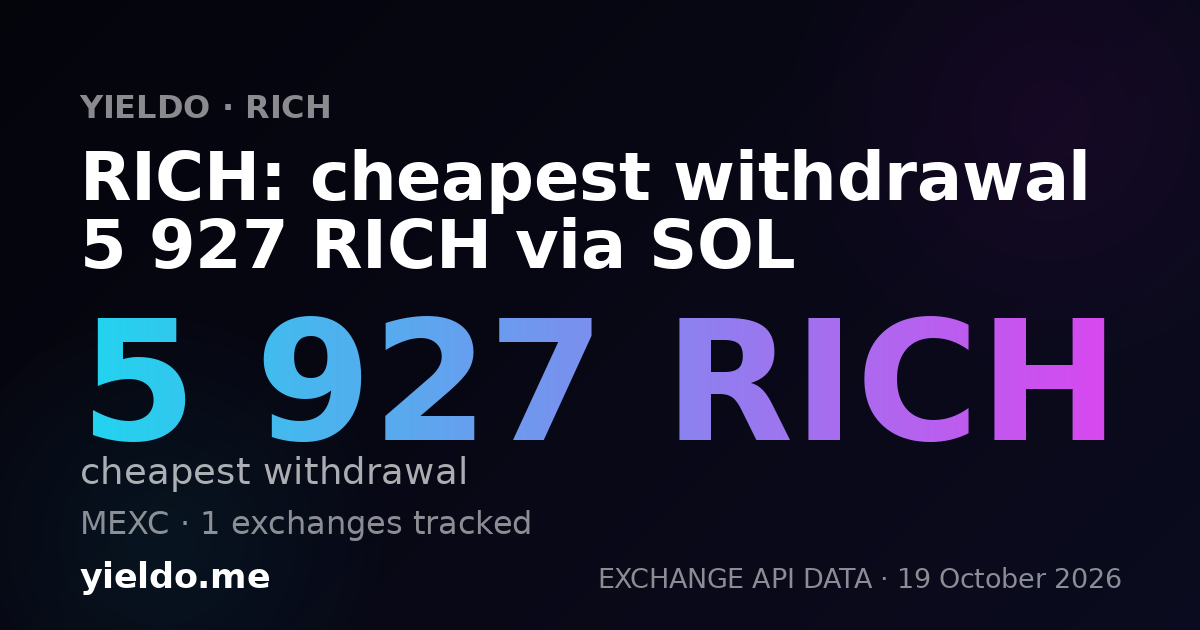 RICH: cheapest withdrawal 5 927 RICH via SOL