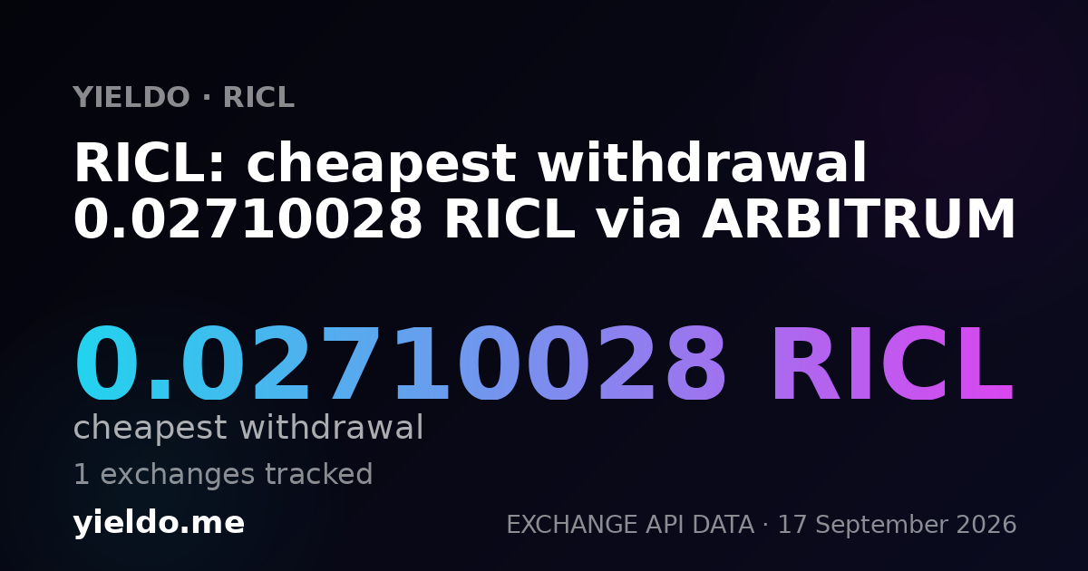 RICL: cheapest withdrawal 0.02733735 RICL via ARBITRUM