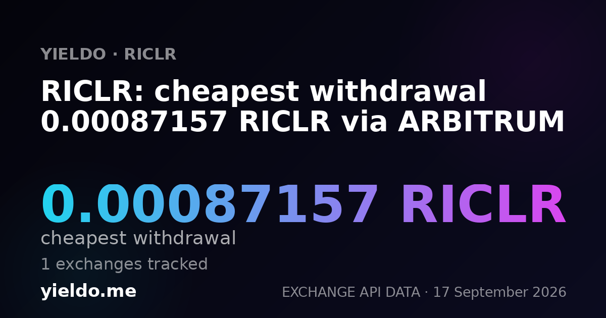 RICLR: cheapest withdrawal 0.00085813 RICLR via ARBITRUM
