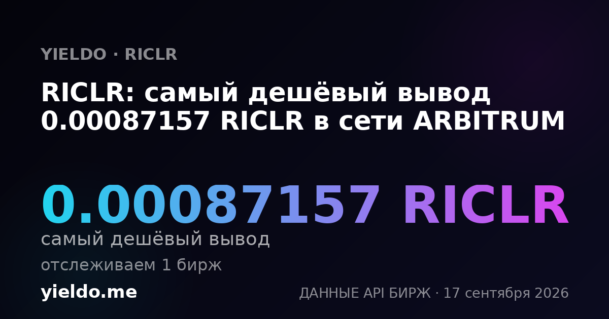 RICLR: самый дешёвый вывод 0.00087157 RICLR в сети ARBITRUM
