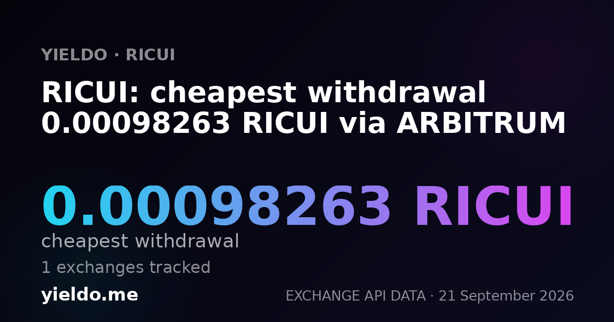 RICUI: cheapest withdrawal 0.00098263 RICUI via ARBITRUM