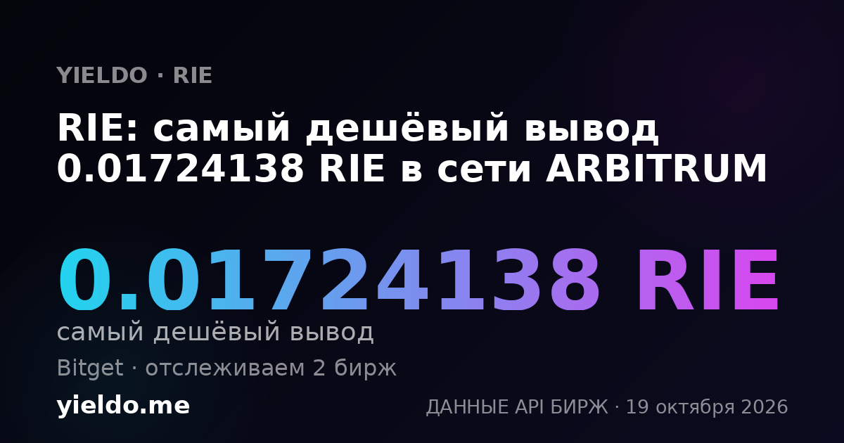 RIE: самый дешёвый вывод 0.01724138 RIE в сети ARBITRUM