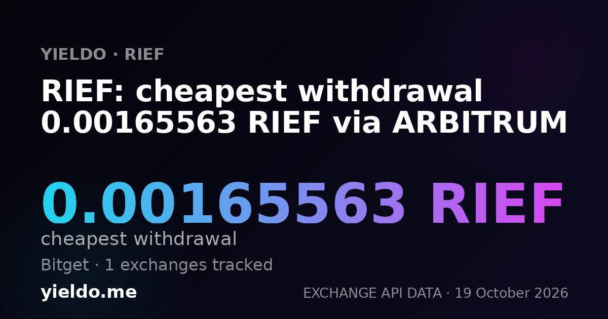 RIEF: cheapest withdrawal 0.00165563 RIEF via ARBITRUM