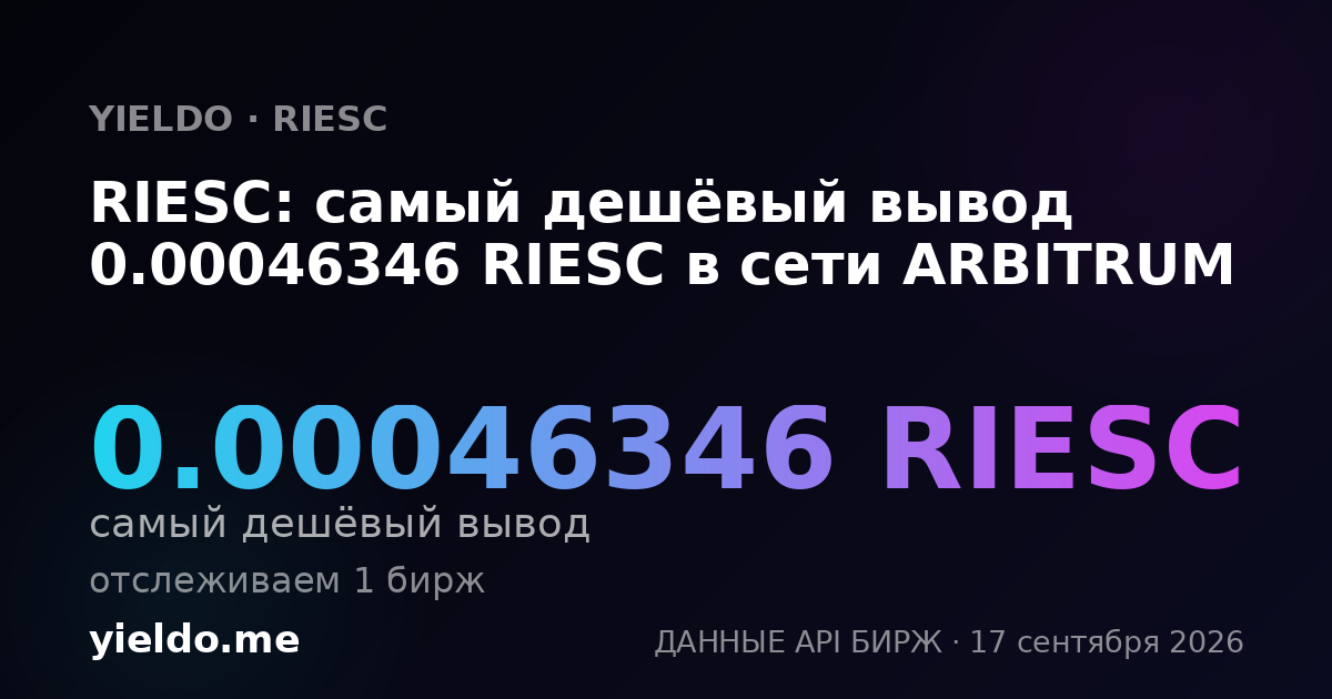 RIESC: самый дешёвый вывод 0.00046346 RIESC в сети ARBITRUM