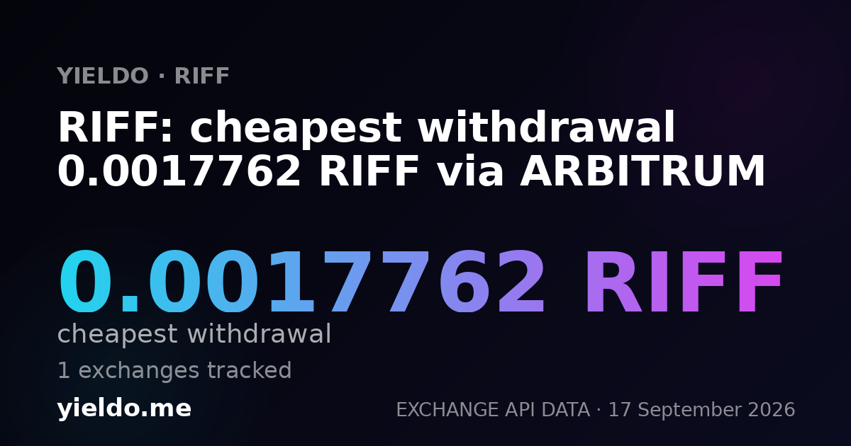 RIFF: cheapest withdrawal 0.0017762 RIFF via ARBITRUM