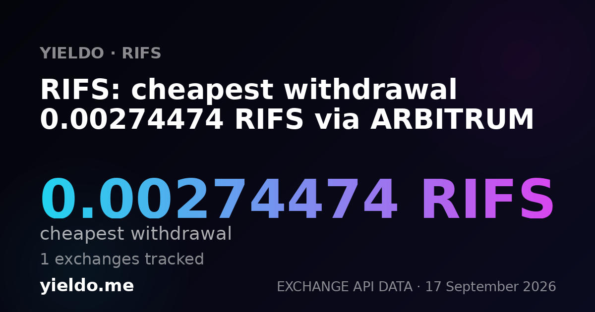 RIFS: cheapest withdrawal 0.00273873 RIFS via ARBITRUM