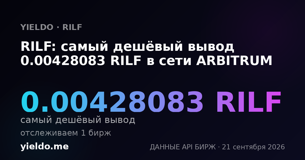 RILF: самый дешёвый вывод 0.00428083 RILF в сети ARBITRUM