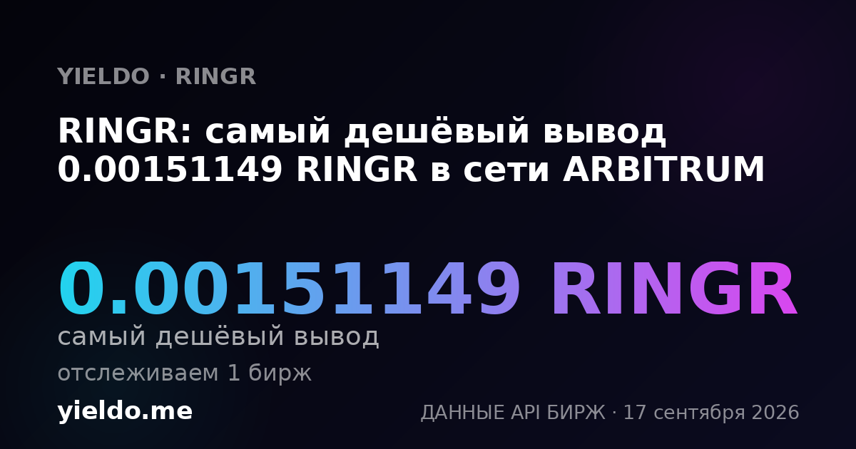 RINGR: самый дешёвый вывод 0.00151516 RINGR в сети ARBITRUM