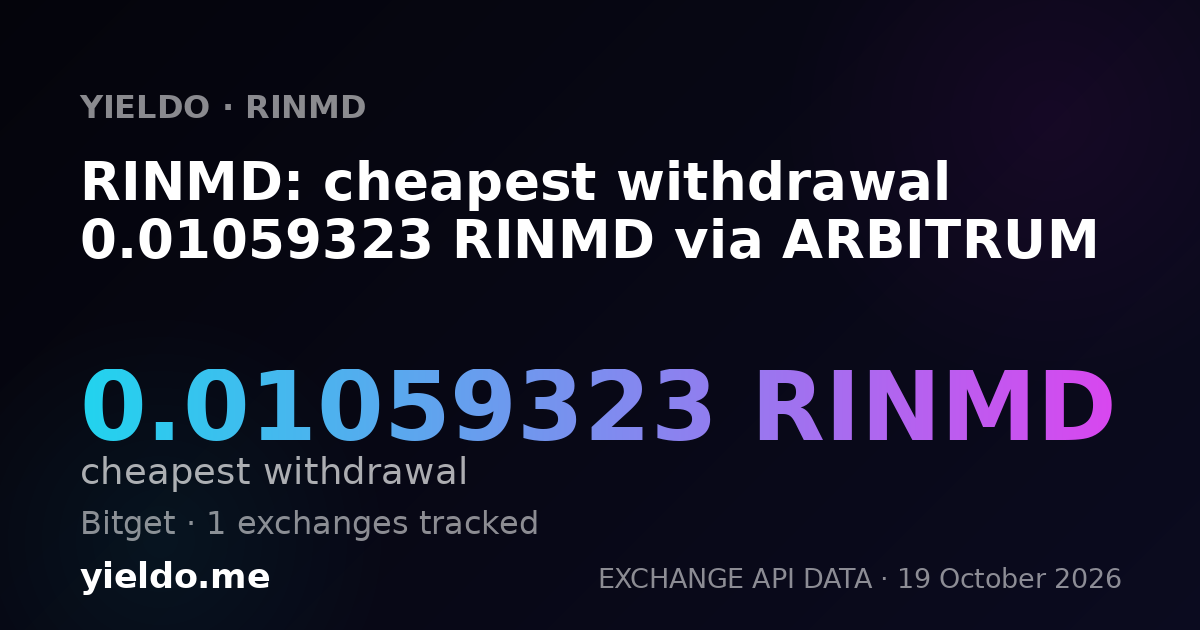 RINMD: cheapest withdrawal 0.01059323 RINMD via ARBITRUM